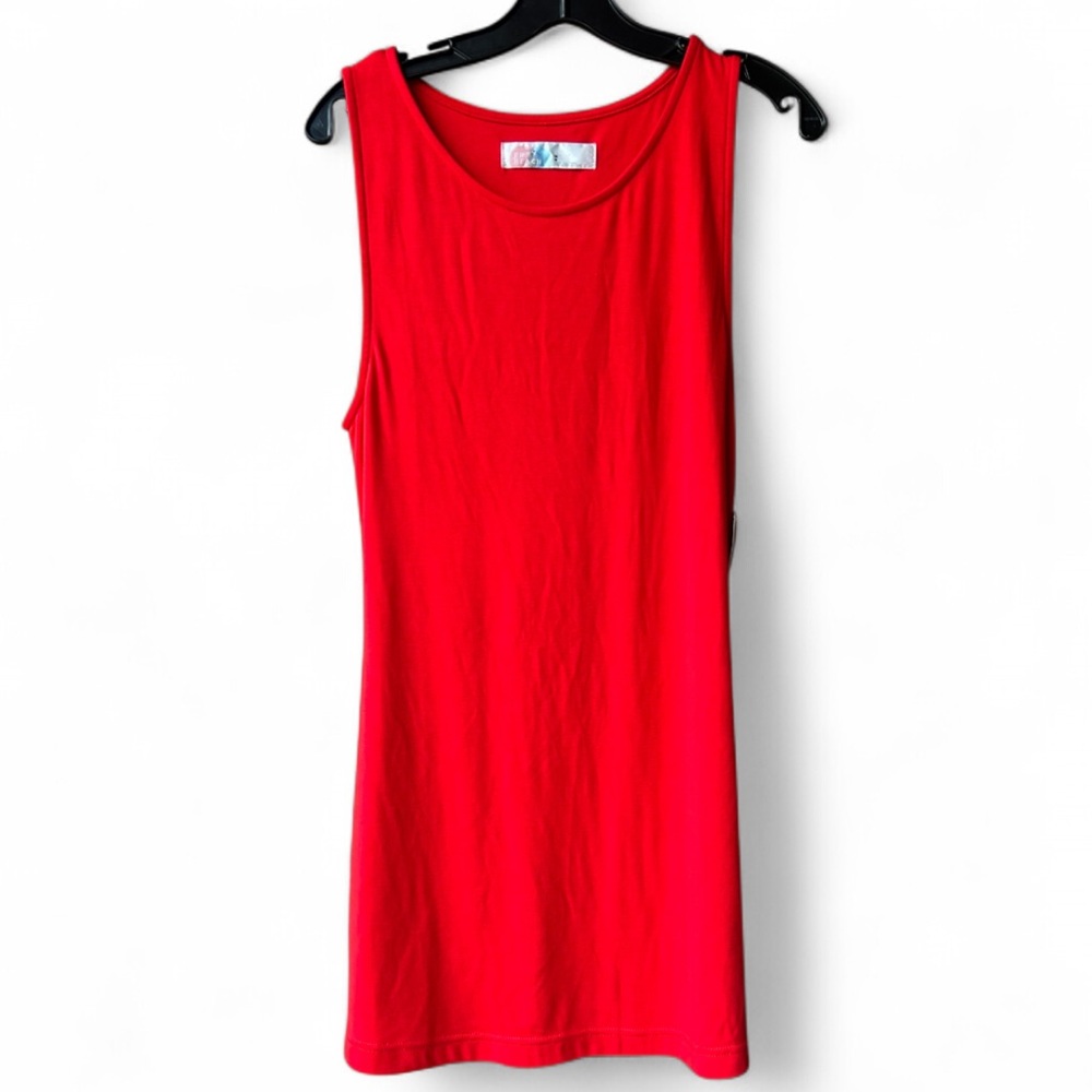 FREE PEOPLE FP Beach La Nite Tank Dress Red Sleeveless Shift Coastal | Size M